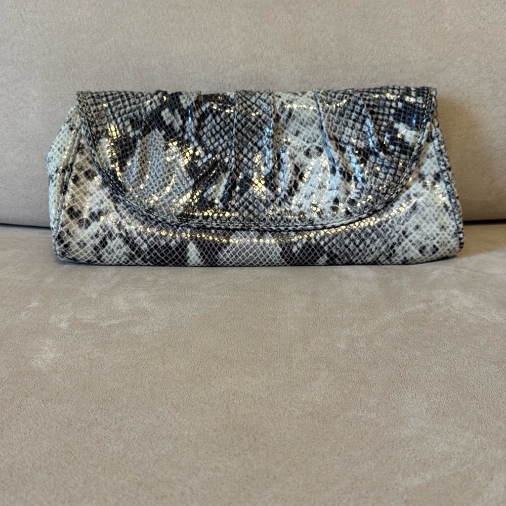Black and Gray Snakeskin Clutch